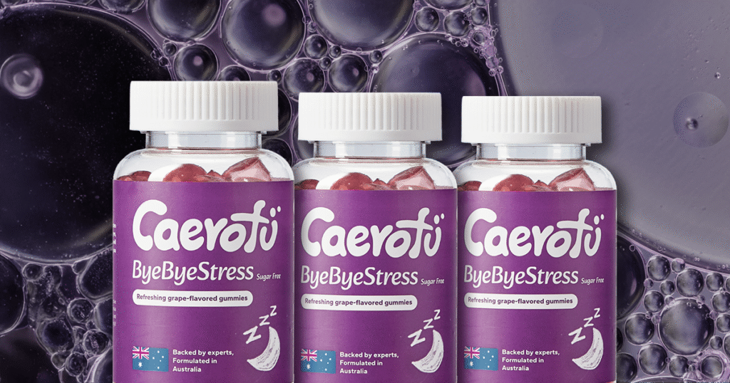 Caerofu 睡眠软糖产品瓶装图，展示 90 天重建睡眠节律概念